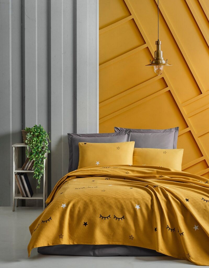 L'essentiel Maison Set prekrivač i jastučnice Dide v2, 200 x 235 cm, oker