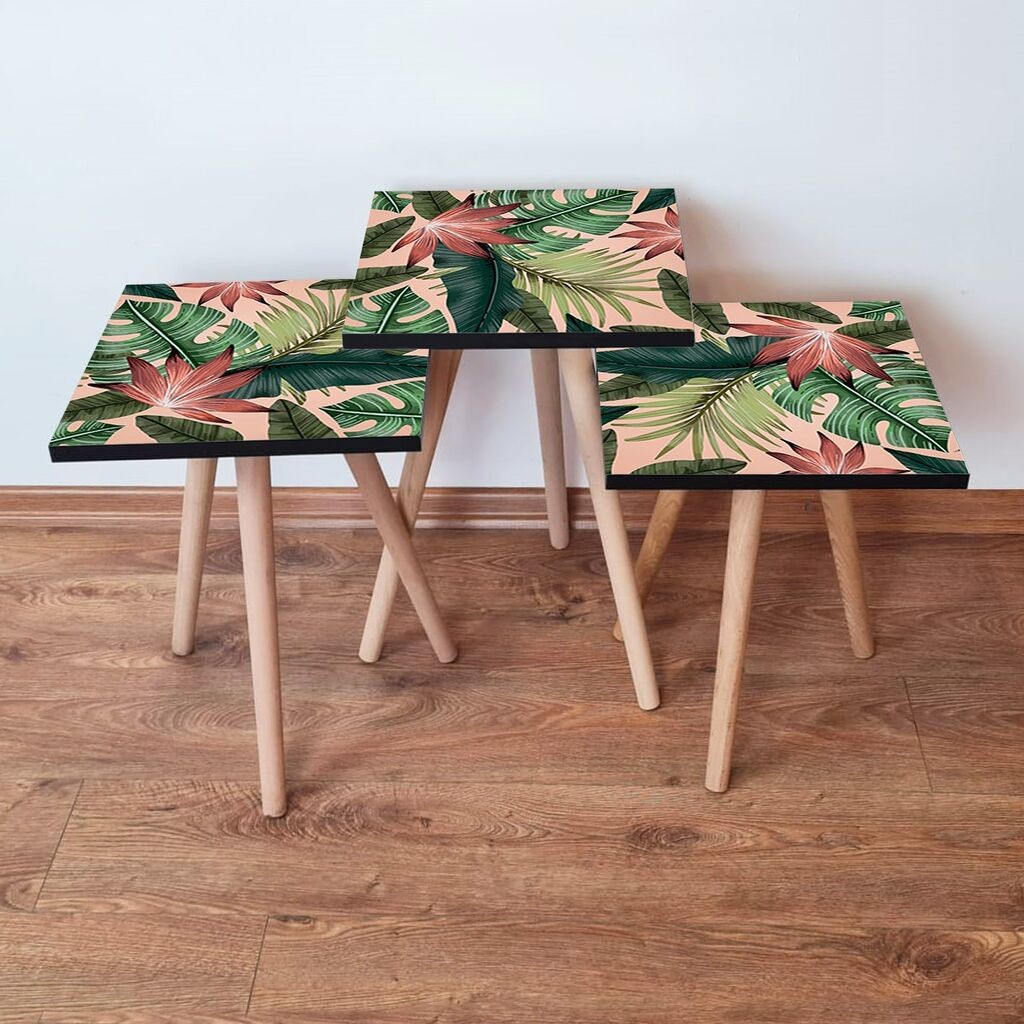 Hanah Home set stolića za kafu 3Shp203, 3 dijela, šareni