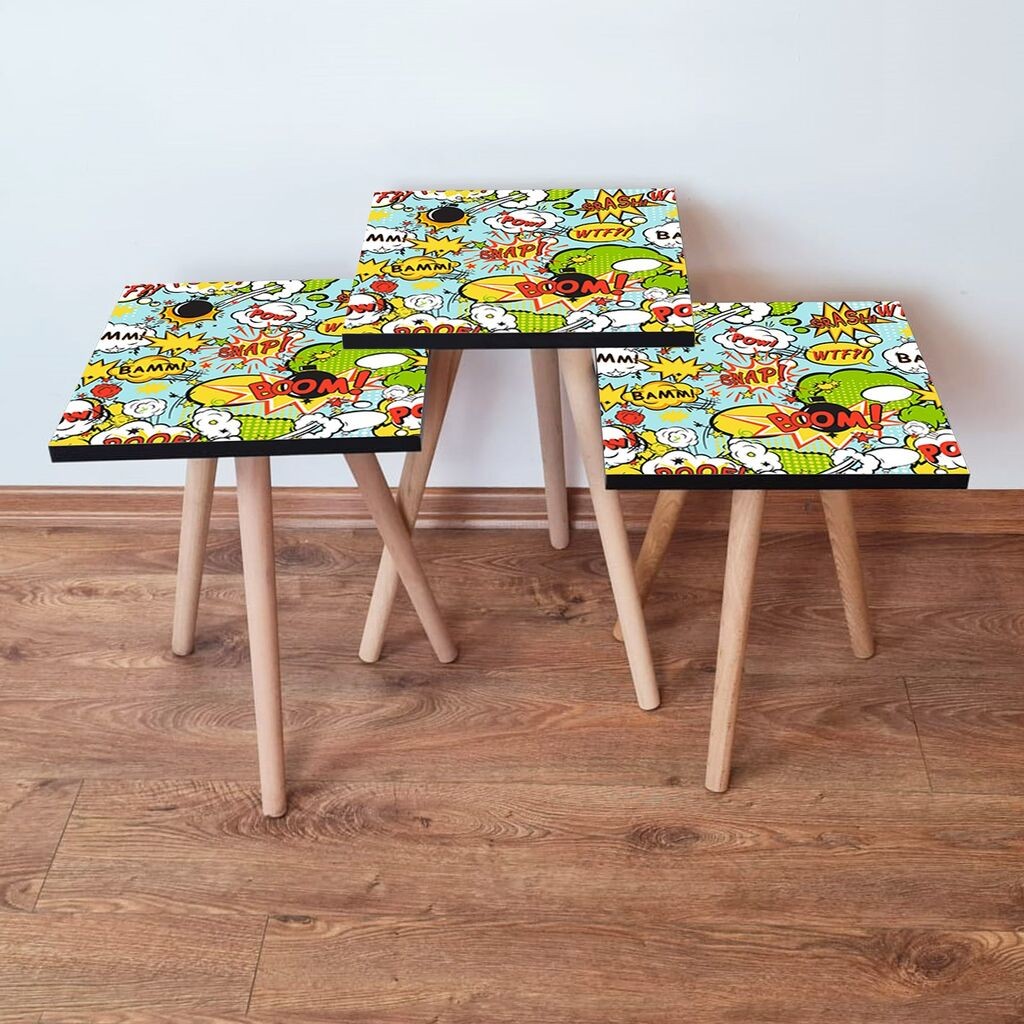 Hanah Home set stolića za kafu 3Shp9, 3 dijela, šareni