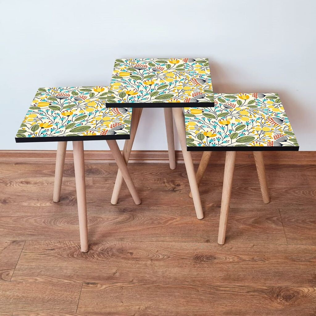 Hanah Home set stolića za kafu 3Shp201, 3 dijela, šareni