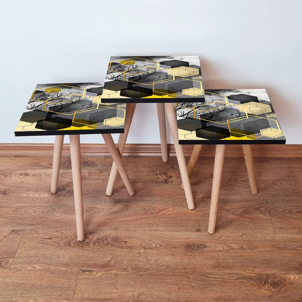 Hanah Home set stolića za kafu 3Shp162, 3 dijela, šareni