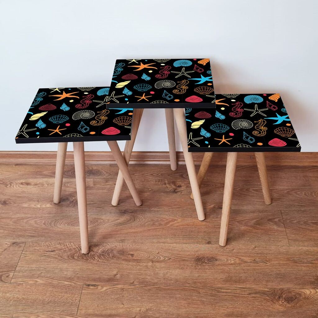 Hanah Home set stolića za kafu 3Shp376, 3 dijela, šareni