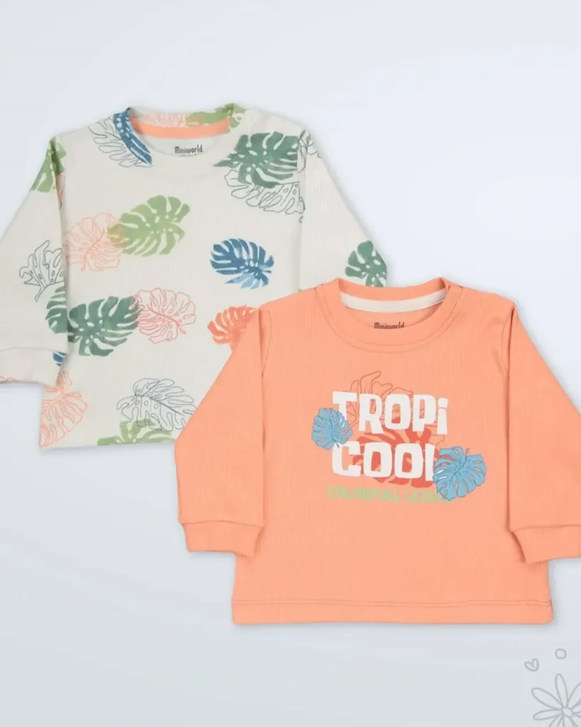 Miniworld Set majica za bebe Tropi Cool 2, 2 Komada, Šareni