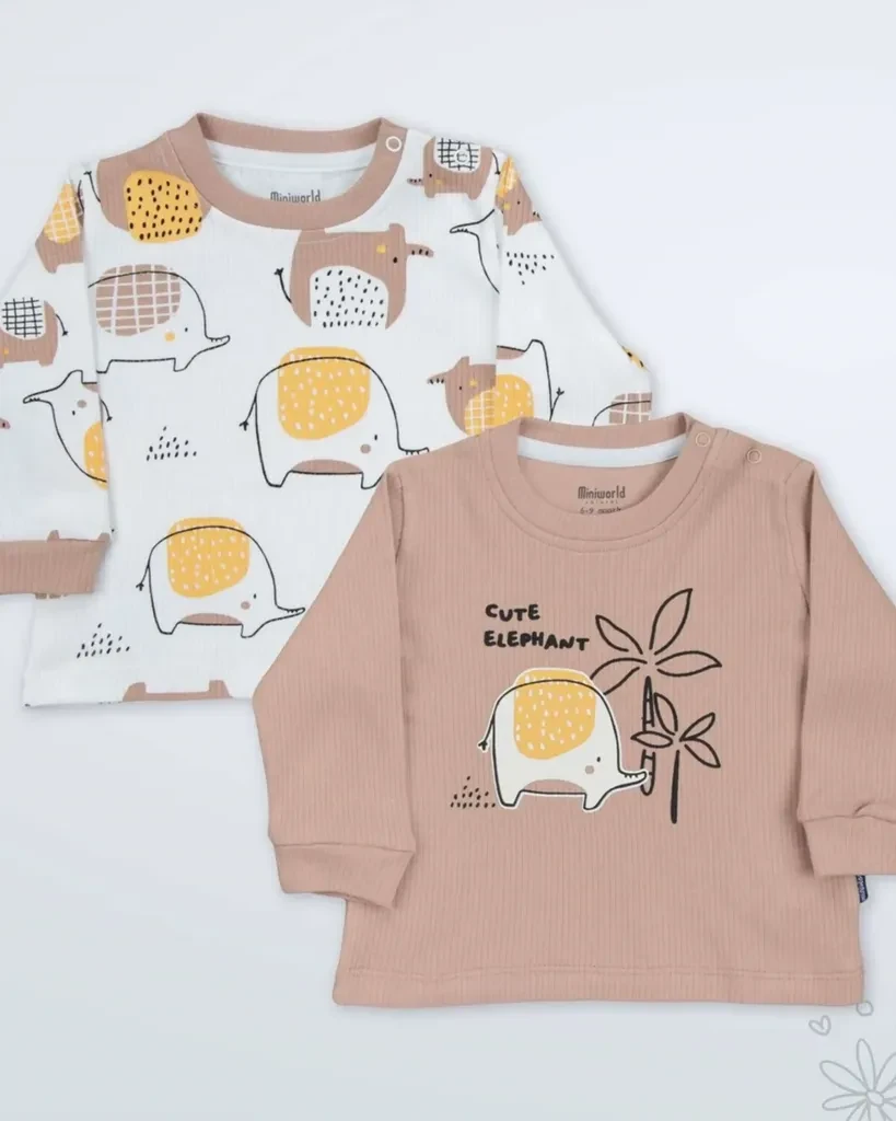 Miniworld Set majica za bebe, 2 Komada, Šareni