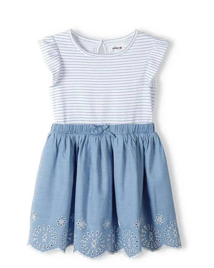 Minoti Haljina za djevočice Jeans, Plavo-Bijela