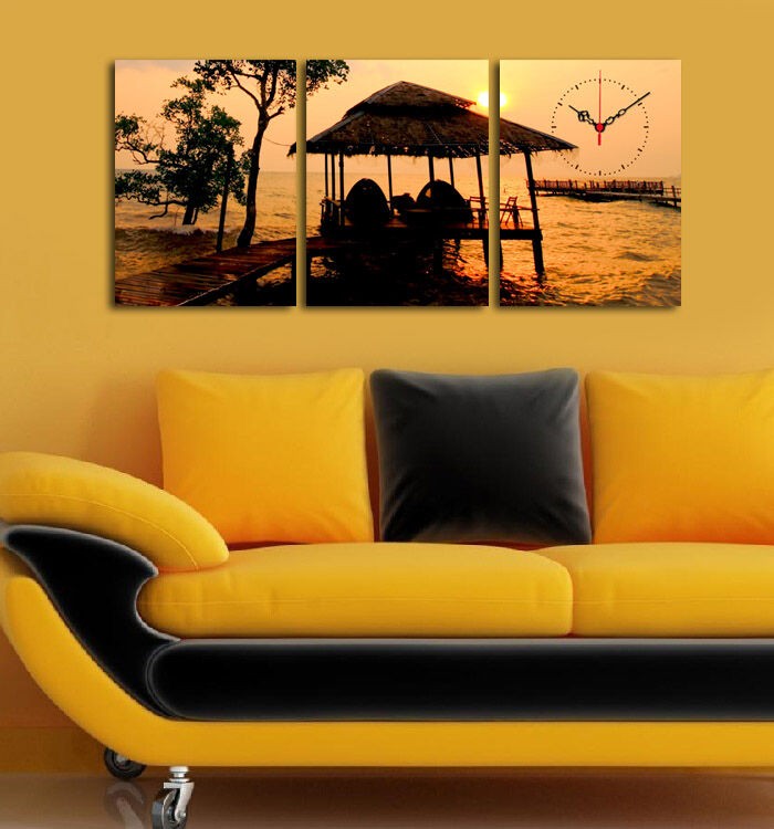 Zidni sat Wallity 3P3040CSMOR-5, 96x40 cm, 3 dijela