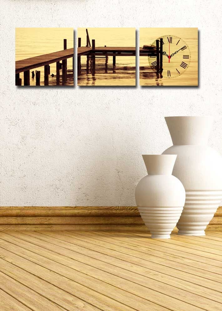 Zidni sat Wallity 3P2828CS-16, 90x28 cm, 3 dijela