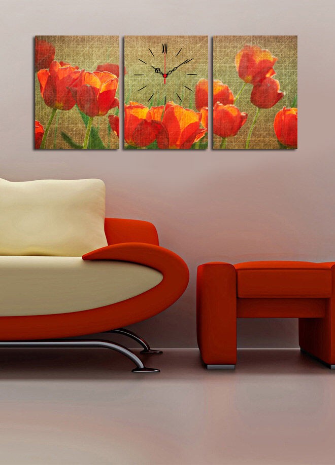 Zidni sat Wallity 3P3040CS-69, 96x40 cm, 3 dijela