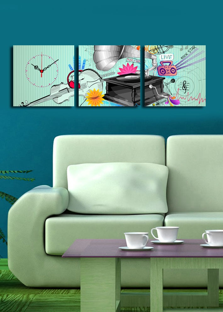 Zidni sat Wallity 3P2828CS-13, 90x28 cm, 3 dijela