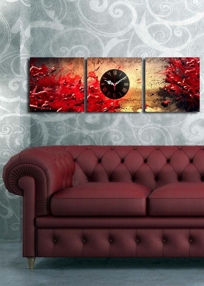 Zidni sat Wallity 3P2828CS-10, 90x28 cm, 3 dijela