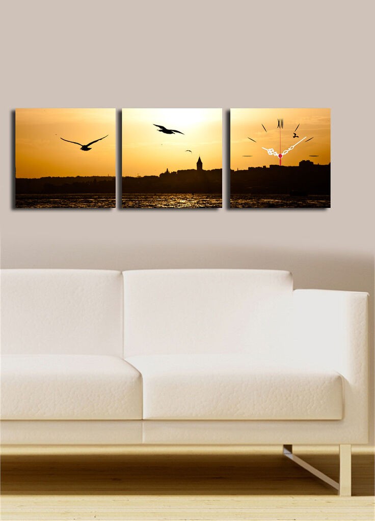 Zidni sat Wallity 3P2828CS-12, 90x28 cm, 3 dijela