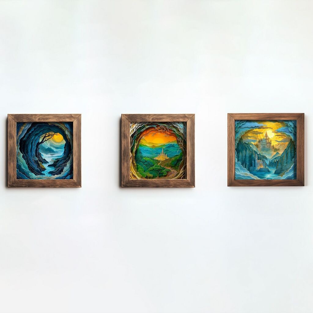 Wallity slika UKZM068, 3 dijela, 16 x 16 x 2 cm