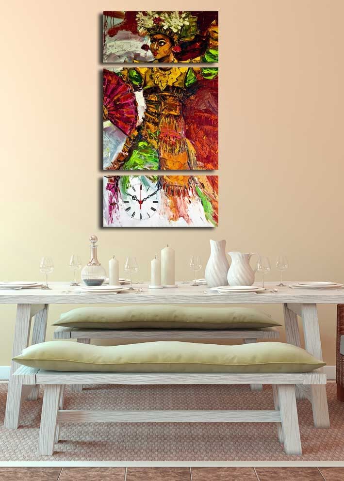 Zidni sat Wallity 3P204045CS-9, 84x45 cm, 3 dijela