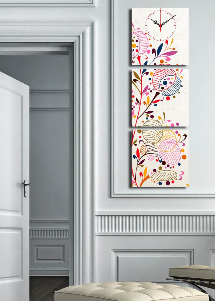 Zidni sat Wallity 3P2828CS-14, 90x28 cm, 3 dijela