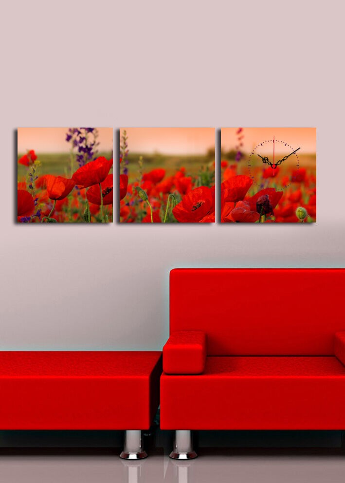 Zidni sat Wallity 3P2828CS-11, 90x28 cm, 3 dijela