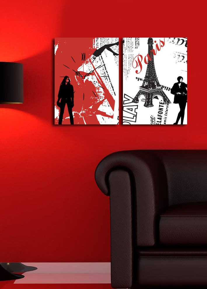 Zidni sat Wallity 2P3040CS-140, 64x40 cm, 2 dijela