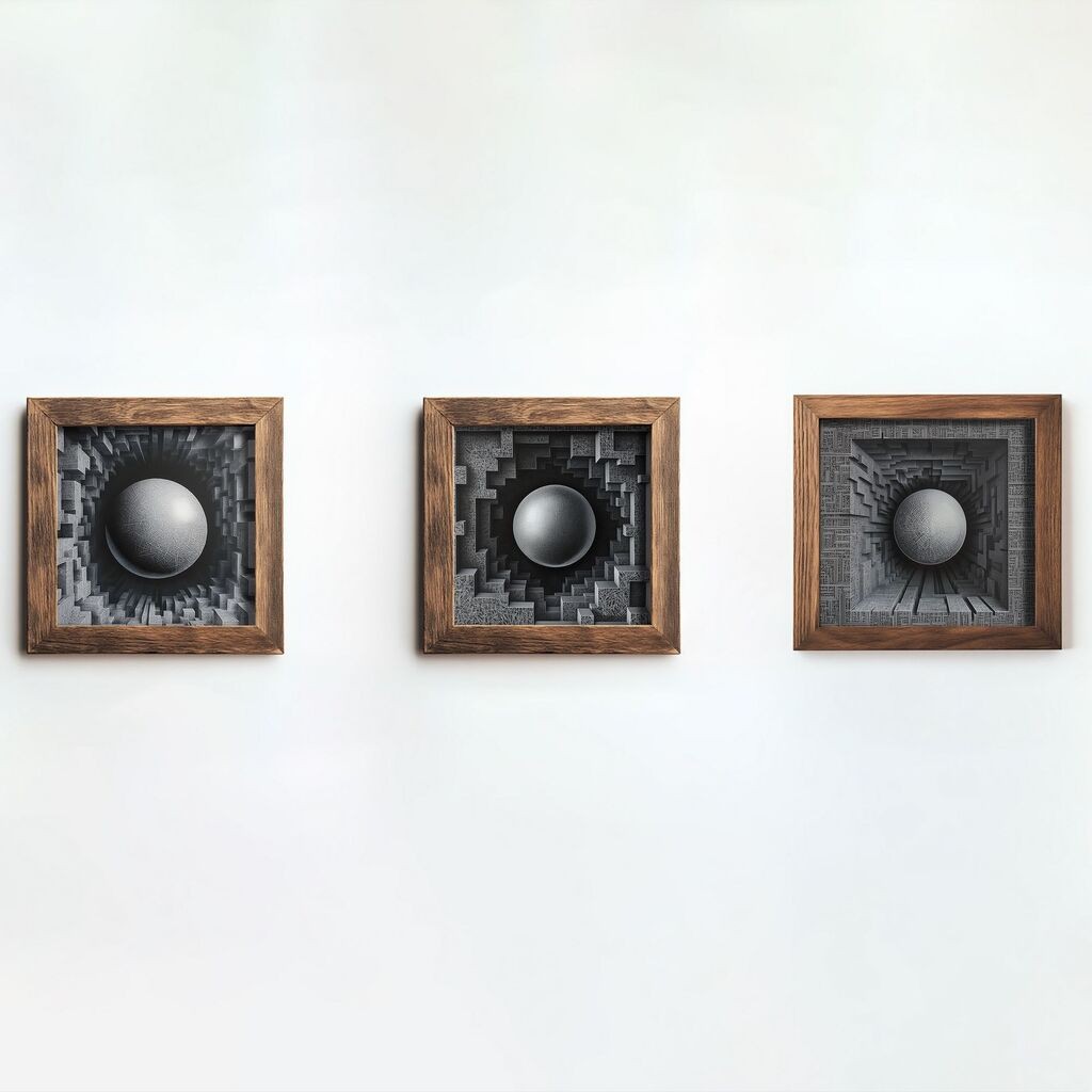 Wallity slika UKZM066, 3 dijela, 16 x 16 x 2 cm