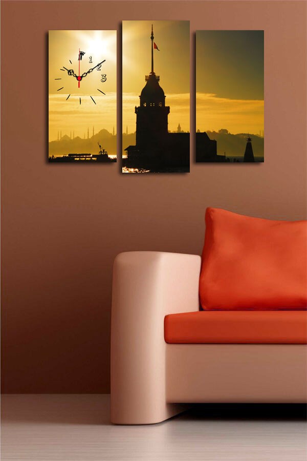 Zidni sat Wallity 3PATCSMOR-2, 66x45 cm, 3 dijela