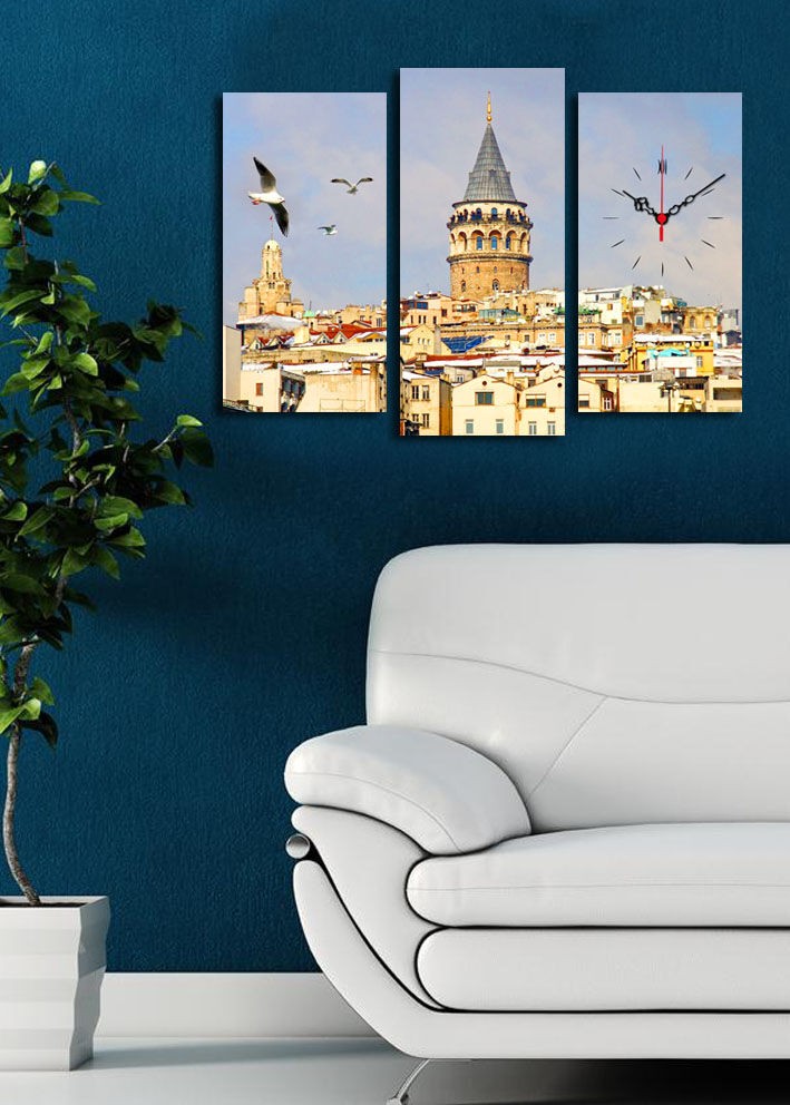 Zidni sat Wallity 3PATCSMOR-5, 66x45 cm, 3 dijela