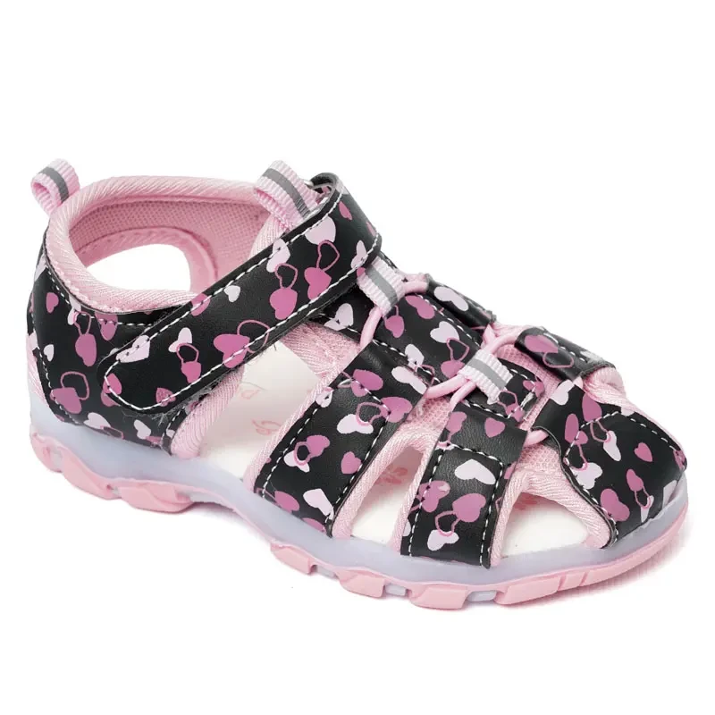 Eastbound sandale za djevojčice s cvjetnim uzorkom, crne i roze
