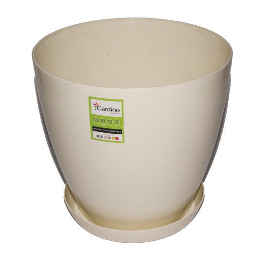 Gardino Saksija LUX, 14cm, Sa podmetačem, Bež