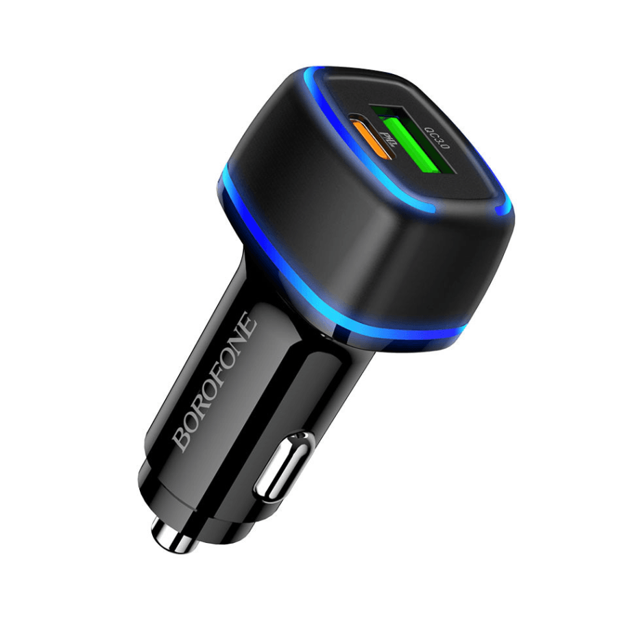 Borofone Auto Punjač Bz14A Mercury Dual Port Pd20W+Qc3.0 Usb + Type-C, Crni
