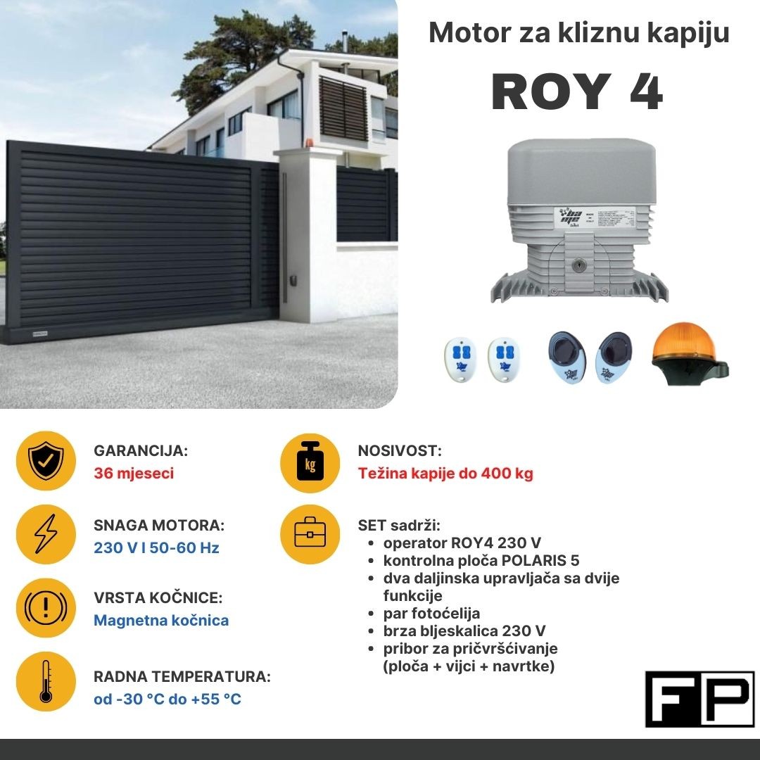 Motor za kliznu kapiju Roy  4, 400 kg, Sivi