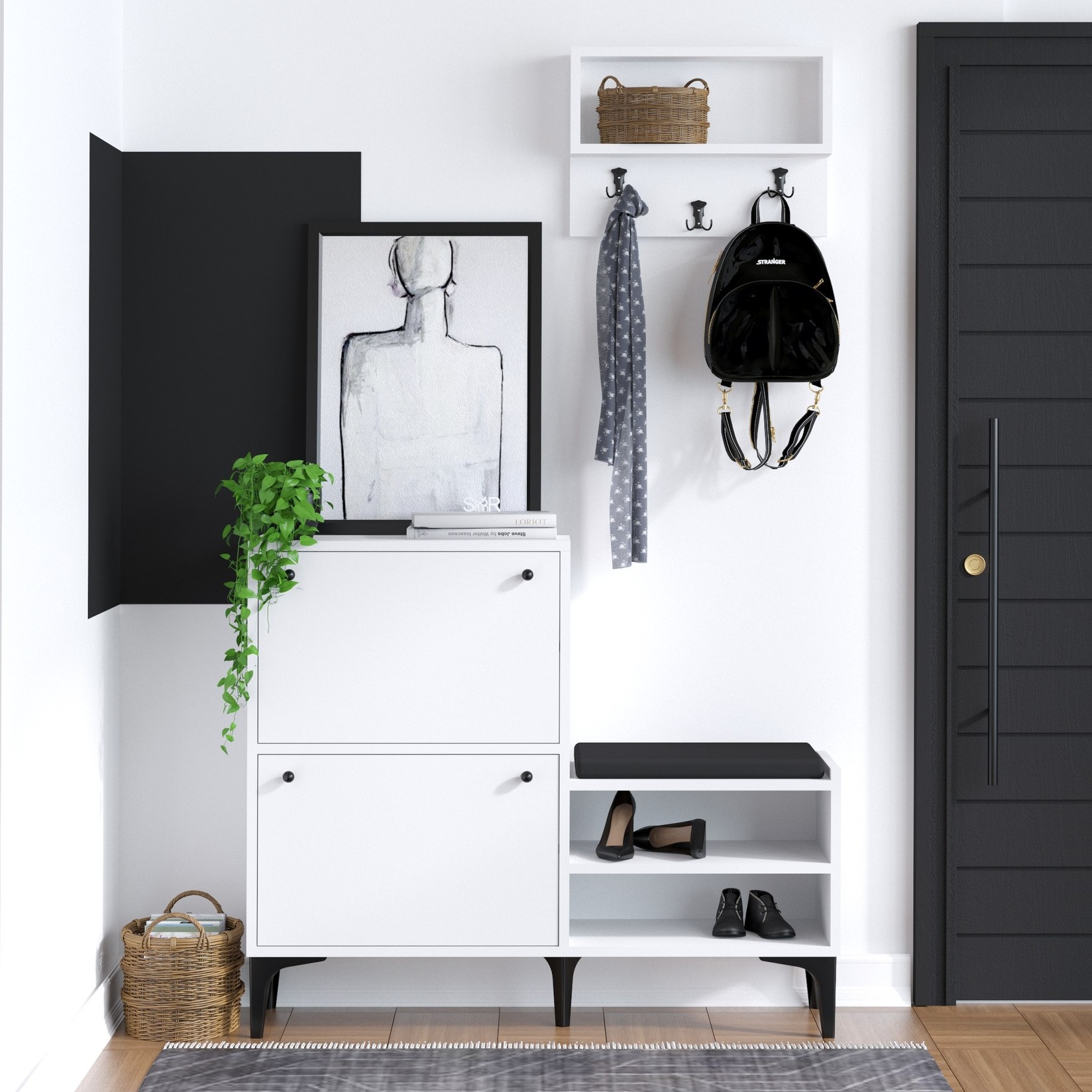 Hanah home Stalak za cipele 110x92x35cm Bijelo-crni