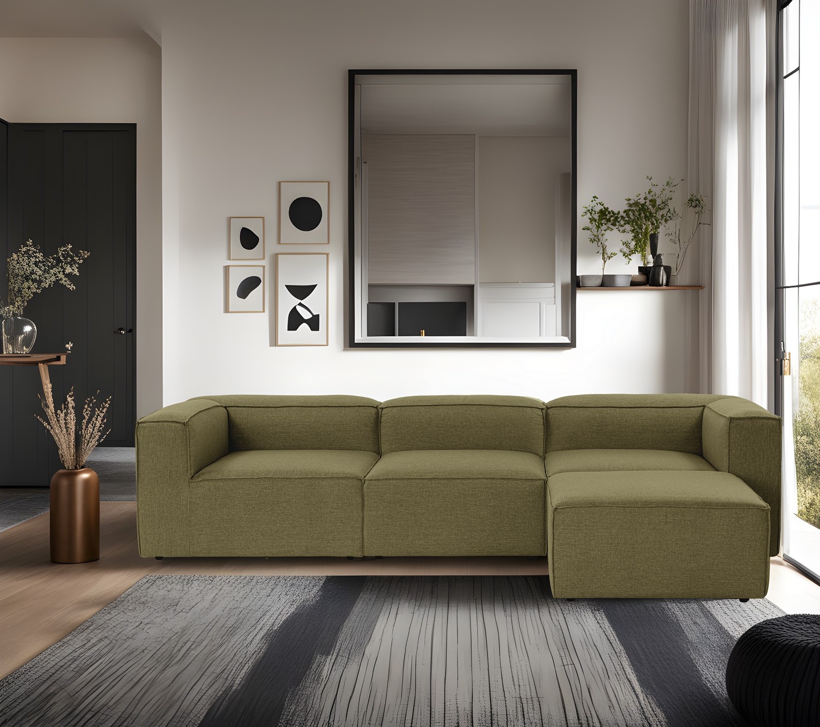 Atelier del Sofa Kutna sofa Fora 296x66x185cm Zelena