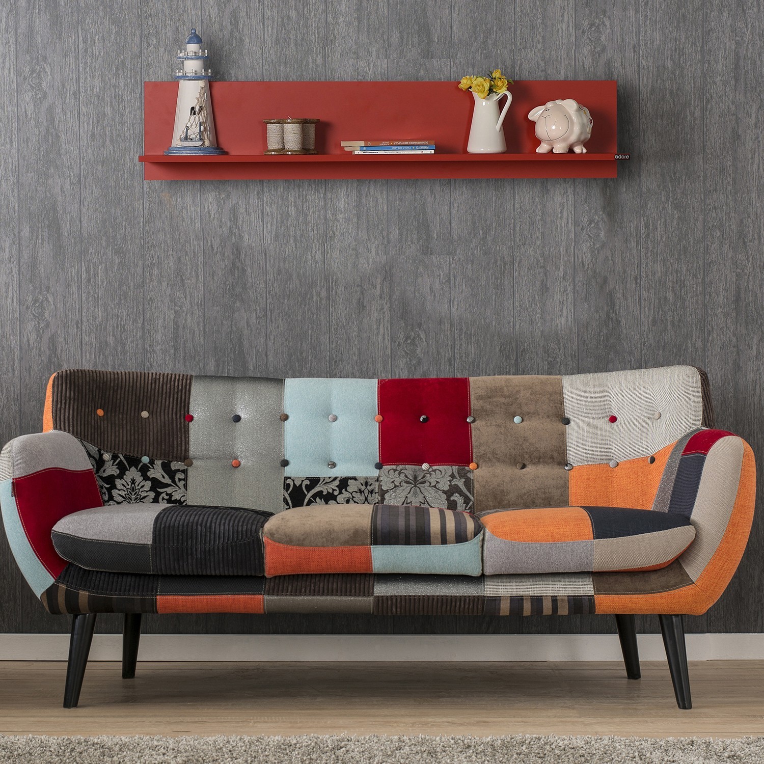 Hanah home Zidna polica Crvena