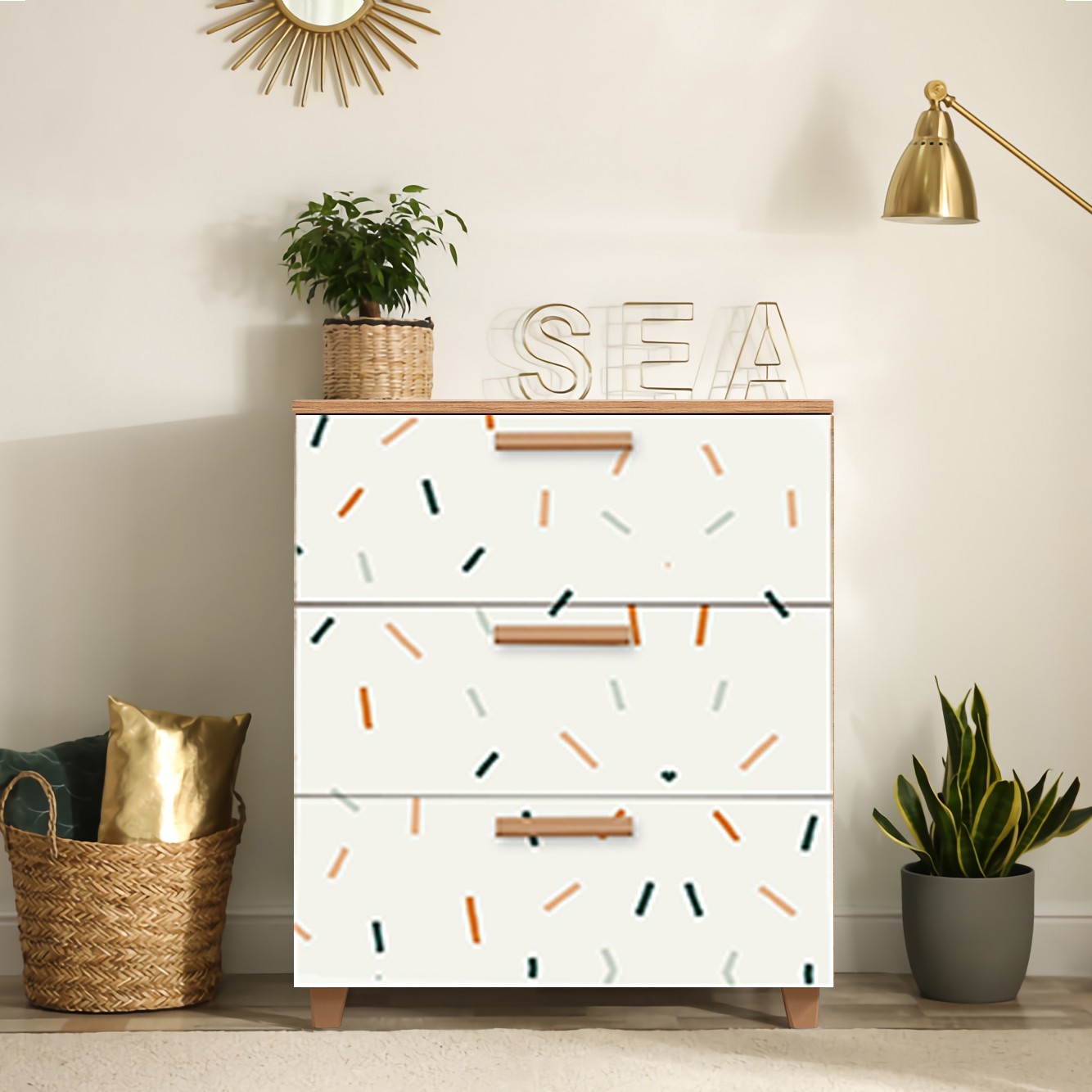 Hanah Home Commode Leva Gravis Line 80x95x43cm Bež-Bijela