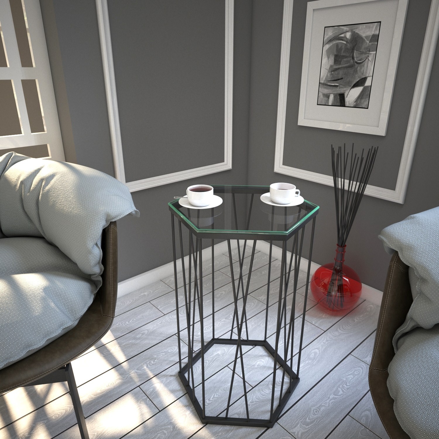 Hanah home Klub sto Cetrus 40x62x35cm Antracit