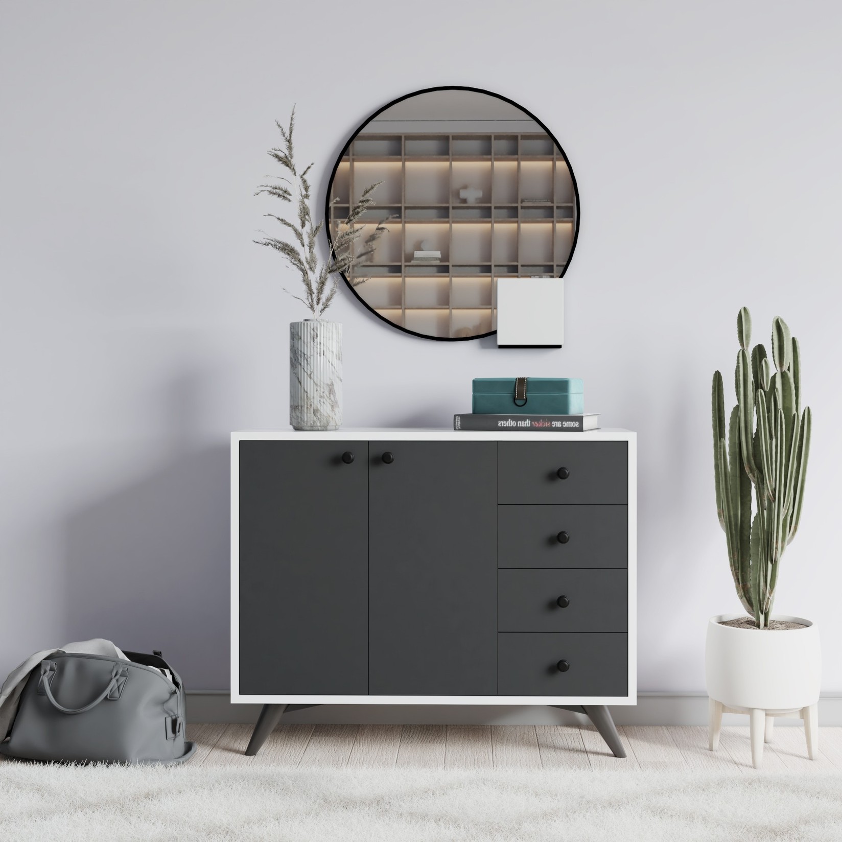 Hanah Home komoda Waga 100x82x35cm bijela-antracit