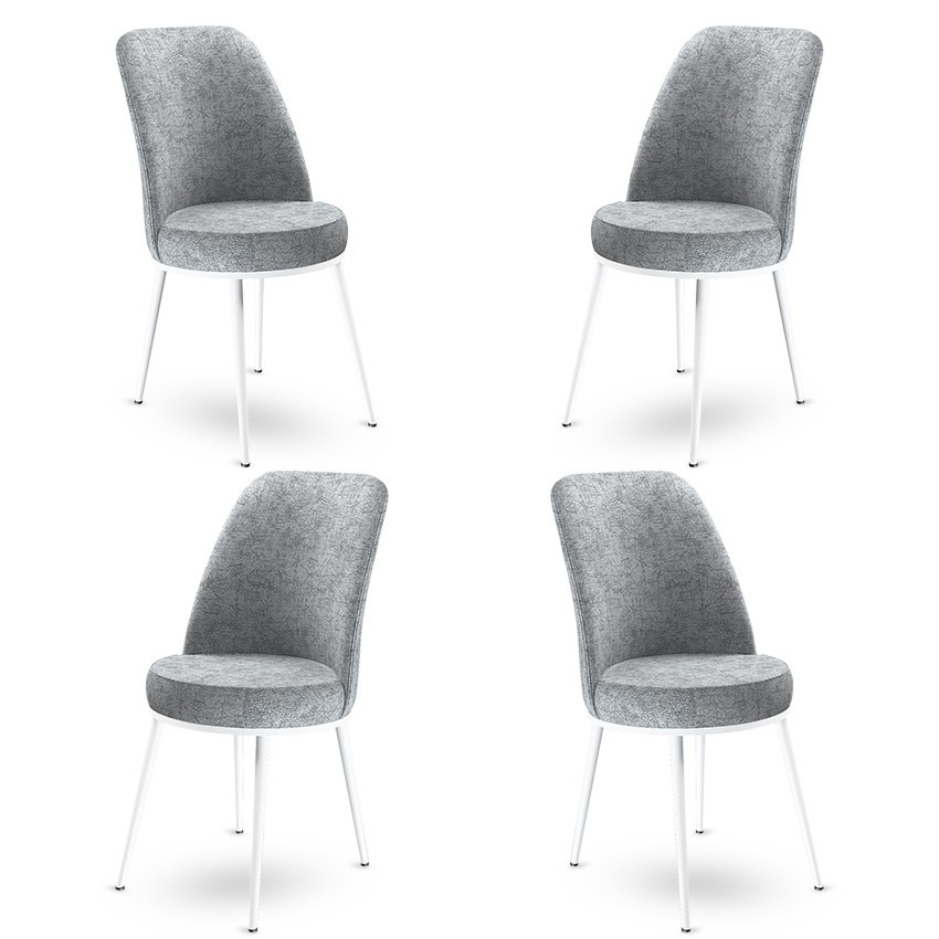 Hanah Home Set 4 trpezarijske stolice Dexa Sivo-Bijeli