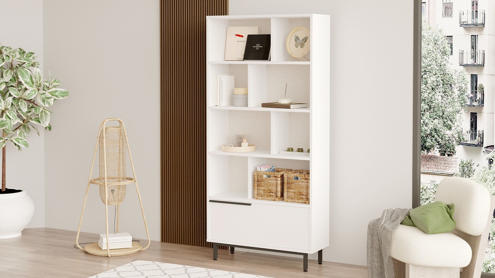 Hanah Home Polica 83,9x175,6x29,5cm Bijela