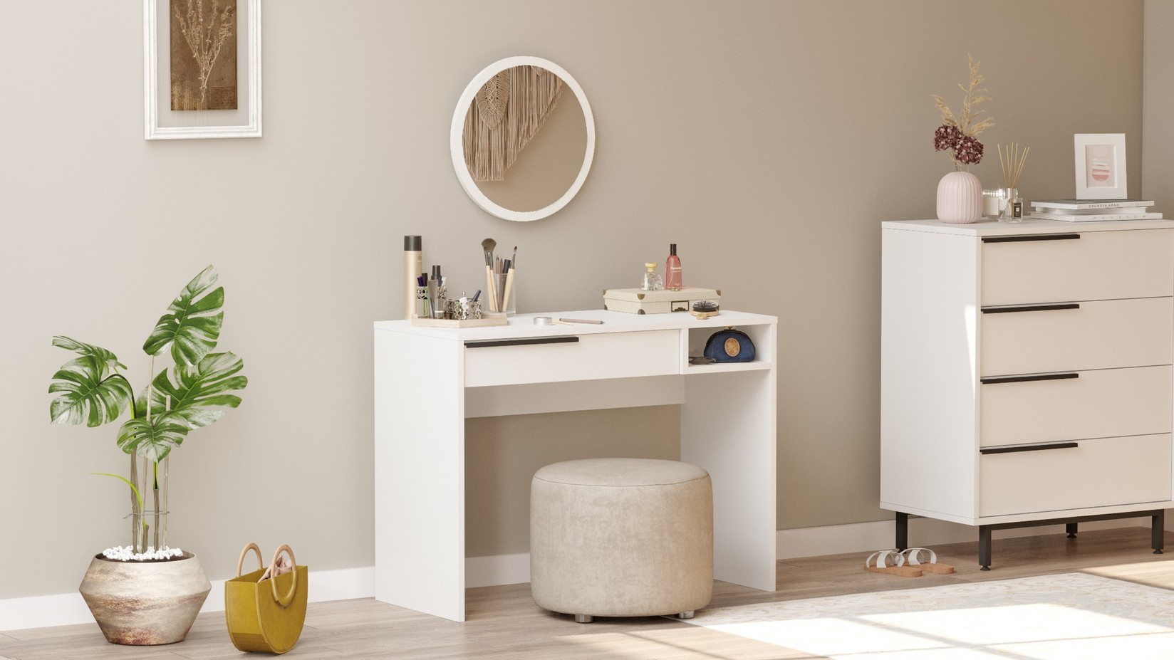 Hanah Home Stol za šminkanje 100x75x44,5 cm Bijeli