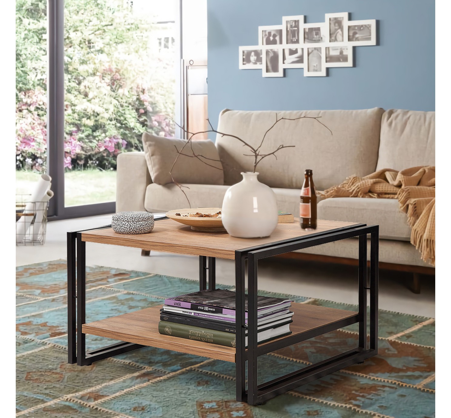 Hanah Home Klub sto Cosmo Arena 70x40x70cm Bež-Crna