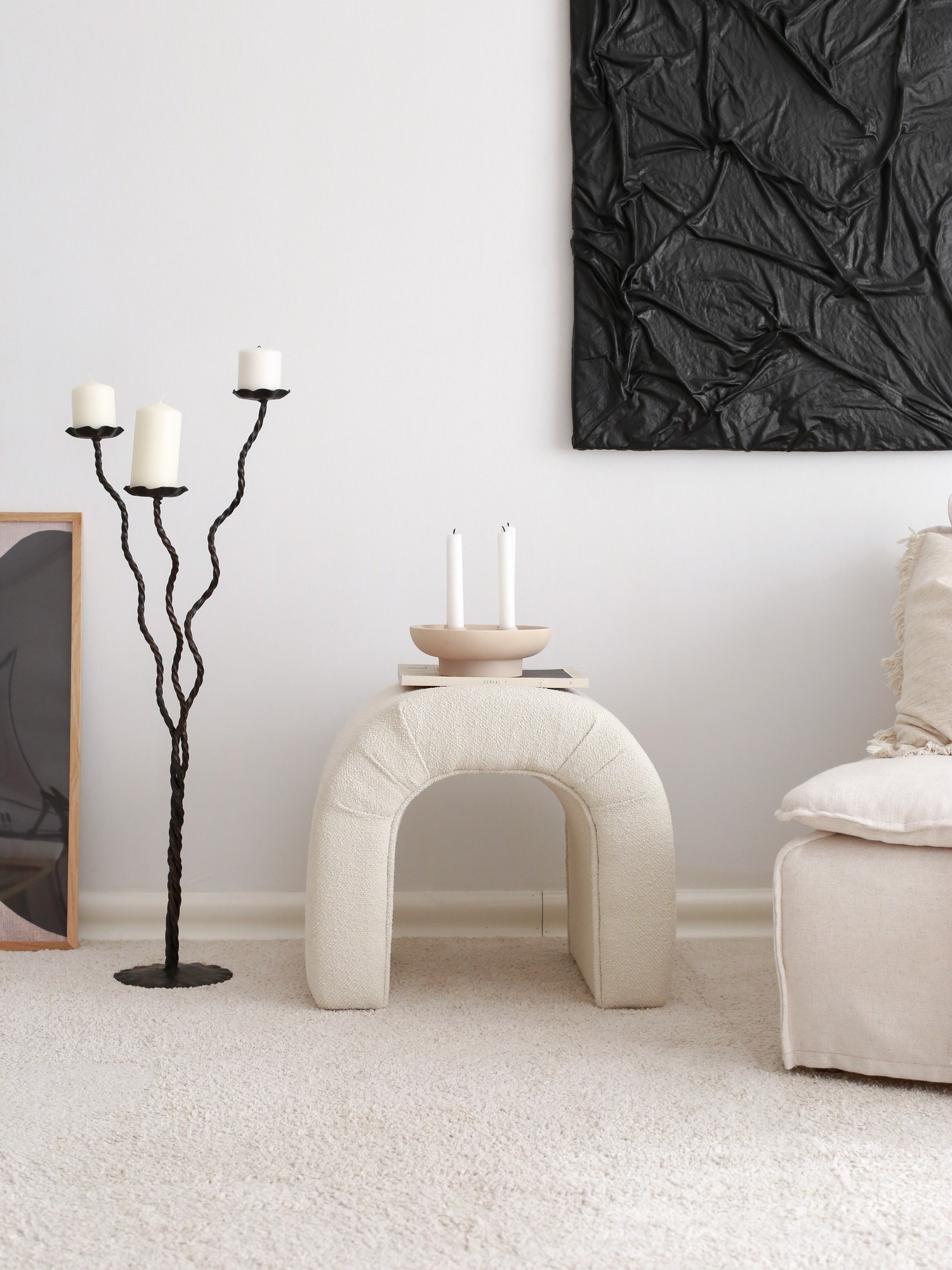 Atelier del Sofa Tabure 51x45x46cm, Krem