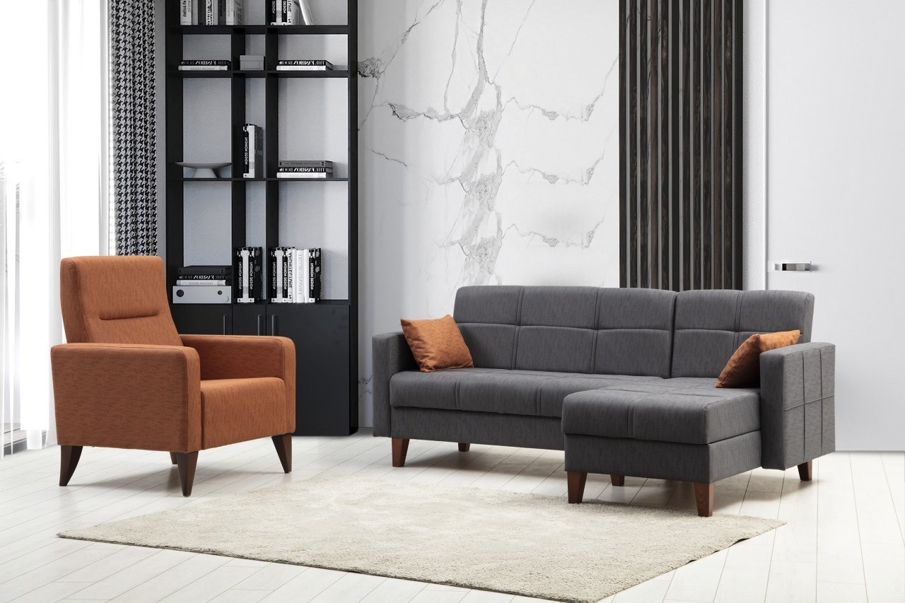 Atelier del Sofa Set Kutna garnitura i fotelja Polya L Tamno siva