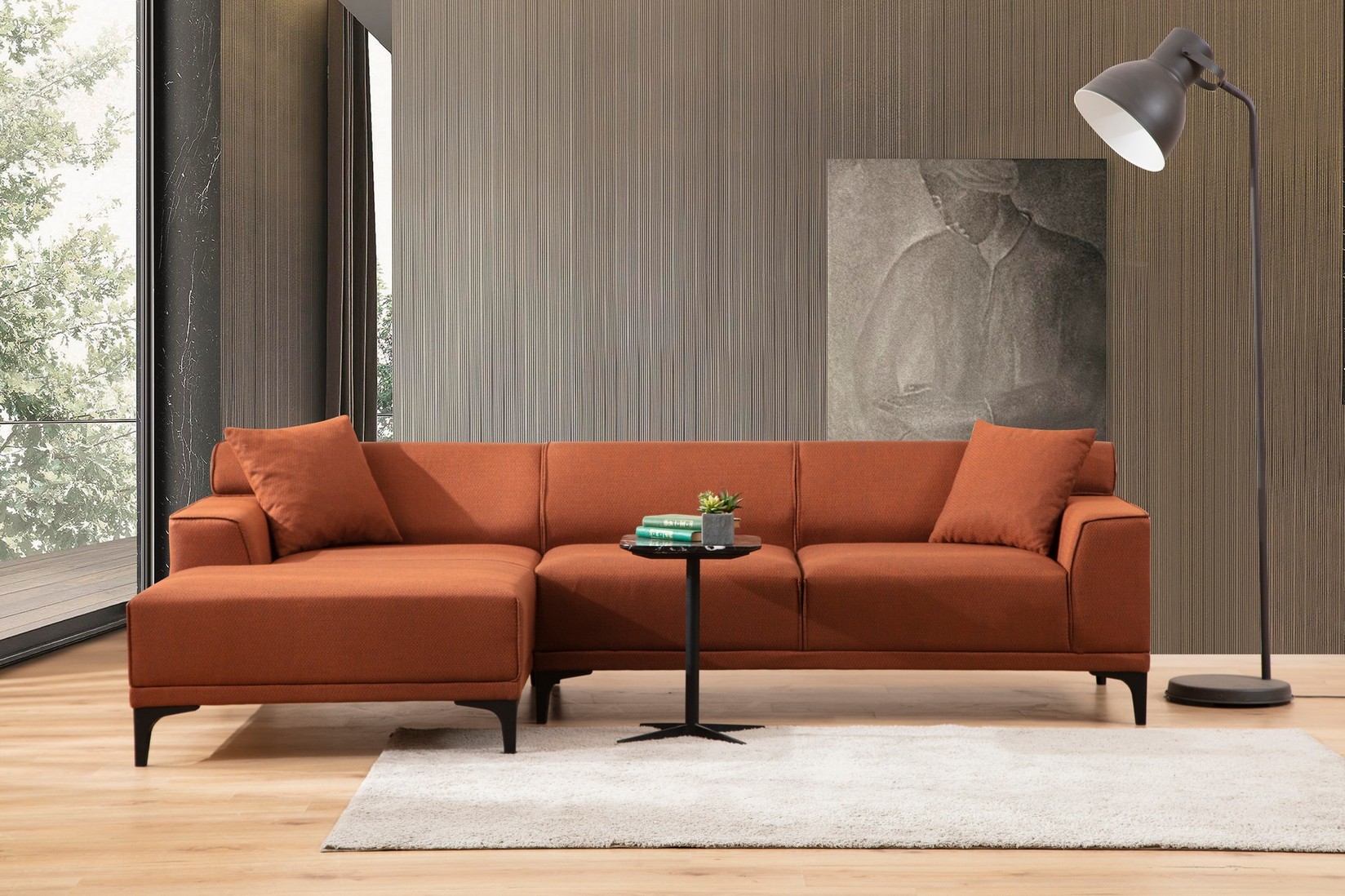 Atelier del Sofa Ugaona garnitura Petra L 145x69x87cm Orange