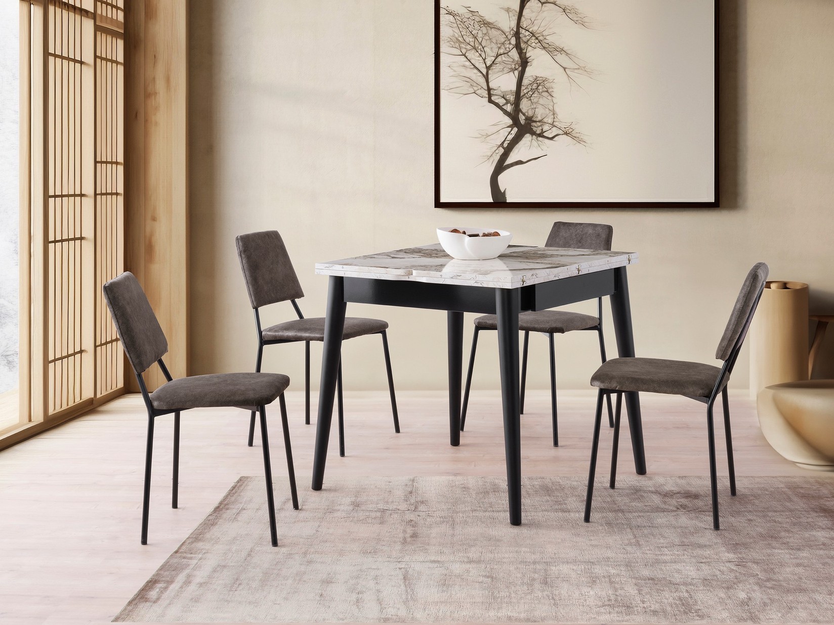 Hanah Home Trpezarijski sto Totem 80x75x80cm Bijeli mramor