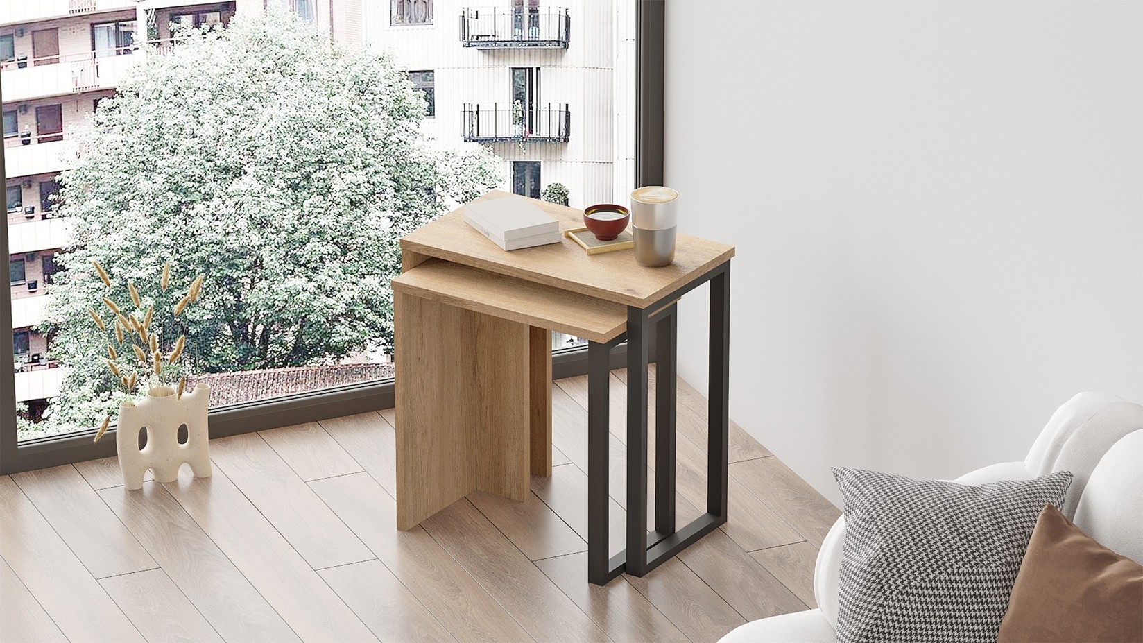 Hanah Home Set klub stolova, 2 dijela, orah