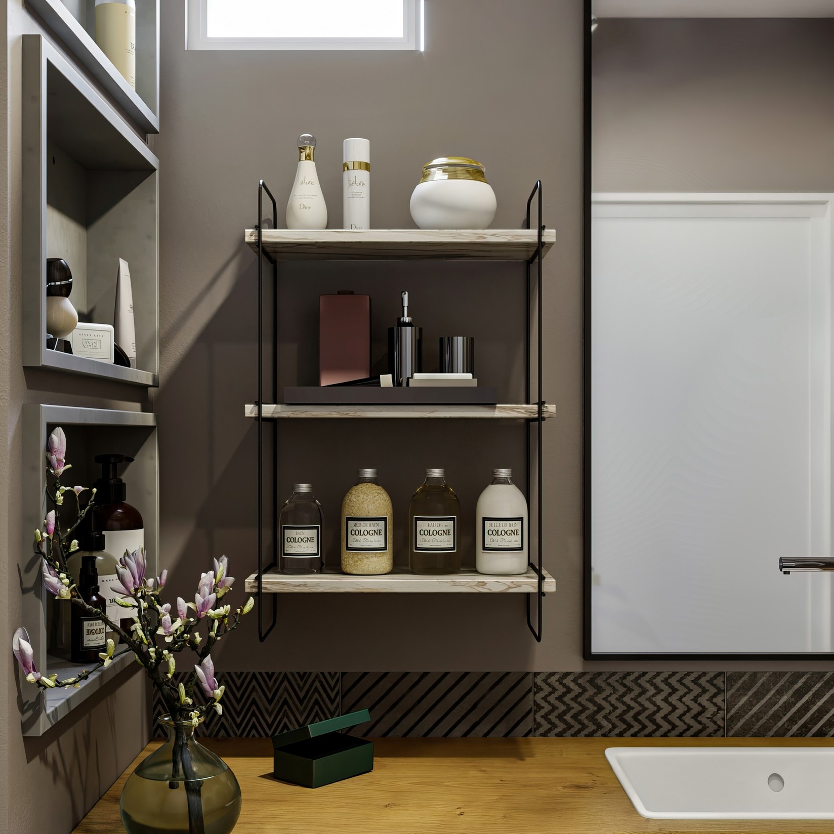 Hanah home Zidna polica Bijelo-Mramorna