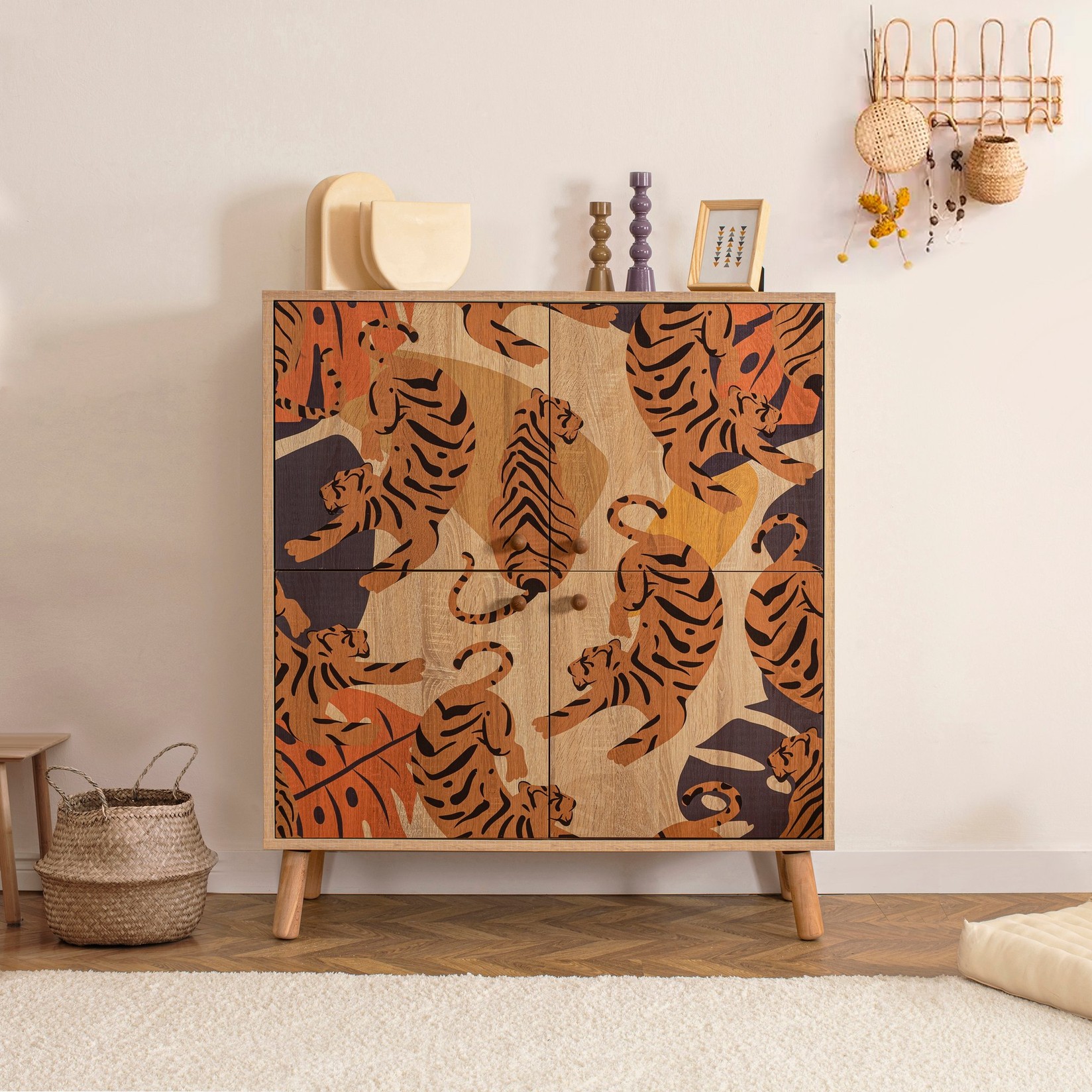 Hanah Home Komoda Multilux Tigris 95x111x36cm Šarena