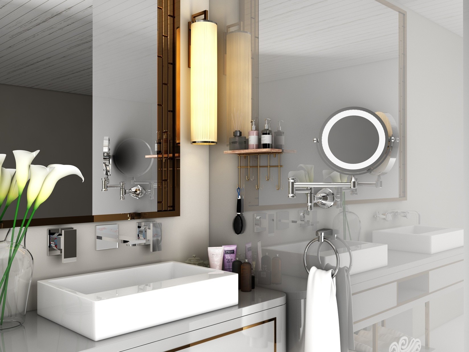 Hanah home Zidna polica zlatno-smeđa