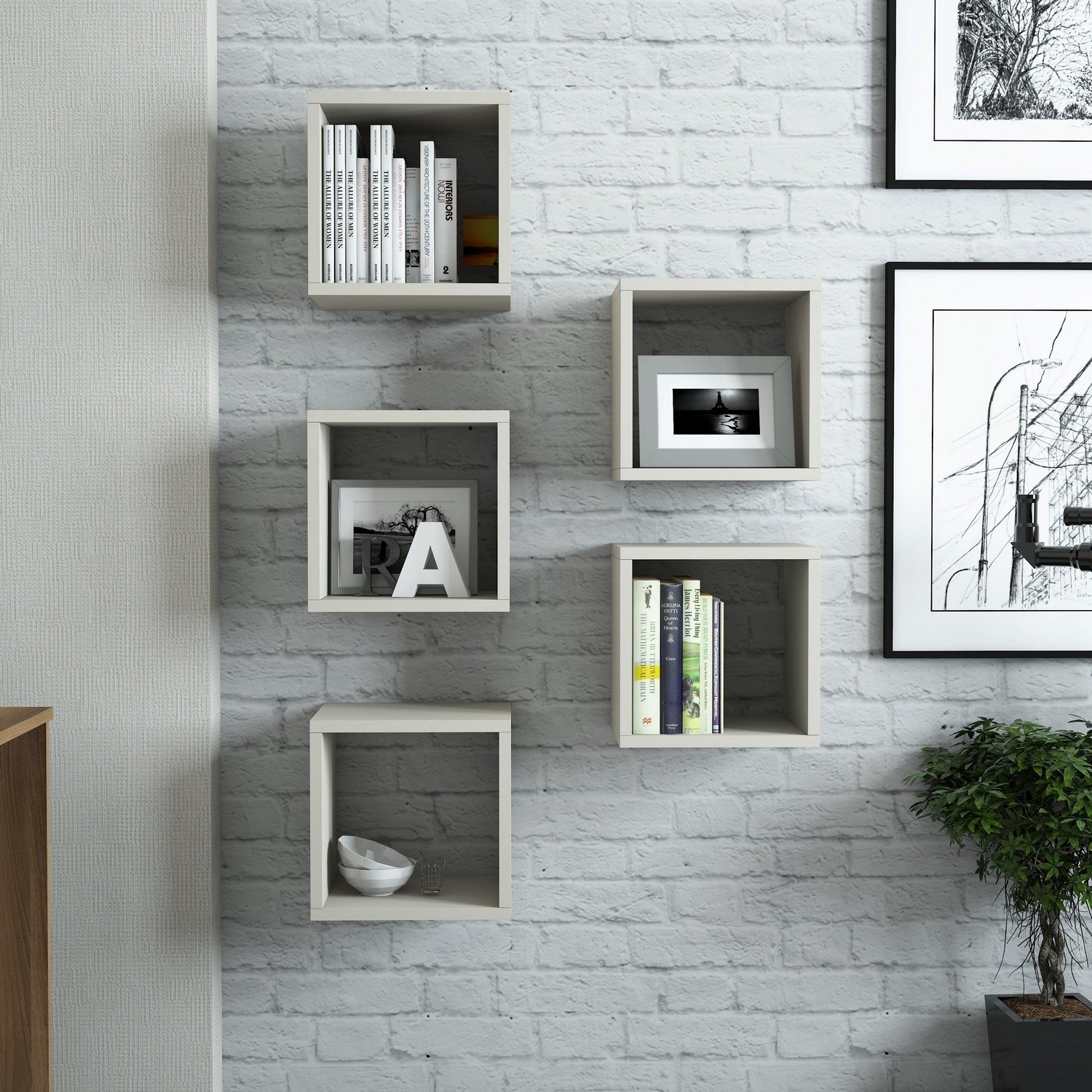 Hanah home Zidna polica krem