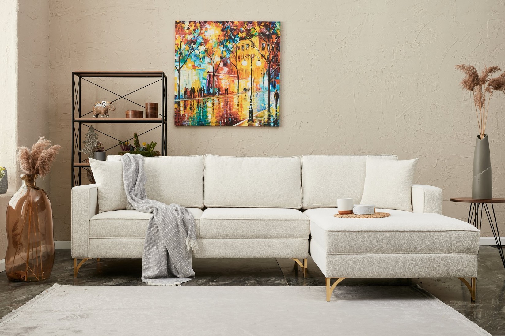 Atelier del Sofa Kutna garnitura Berlin 258x83x181cm Krem-zlatna