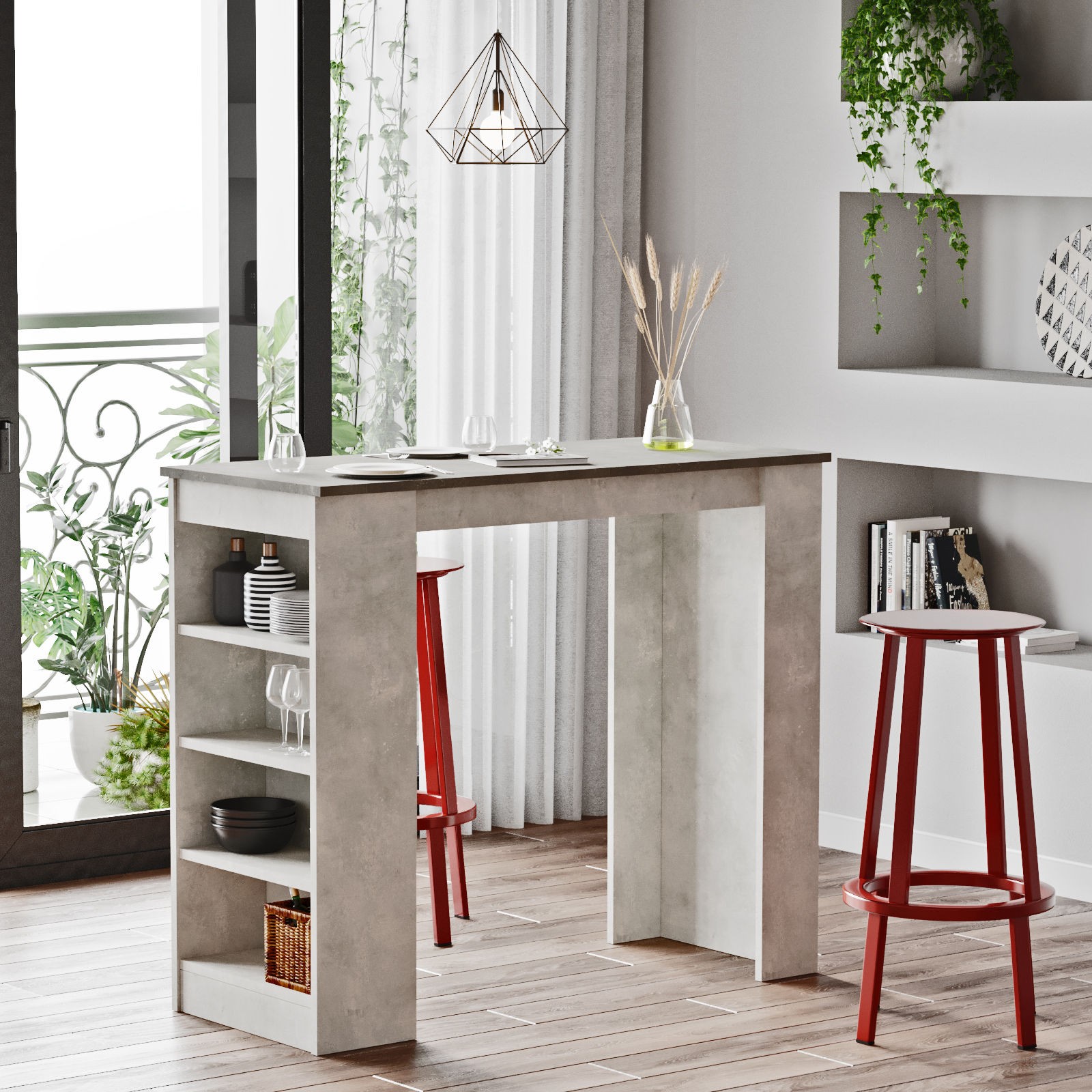 Hanah Home Barski sto 120x101.8x51.6cm Sivi