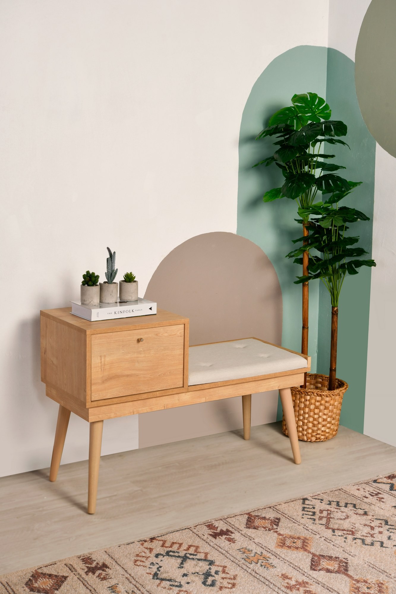 Hanah Home Trpezarijska klupa Urban 105x45x40cm Hrast-Krem