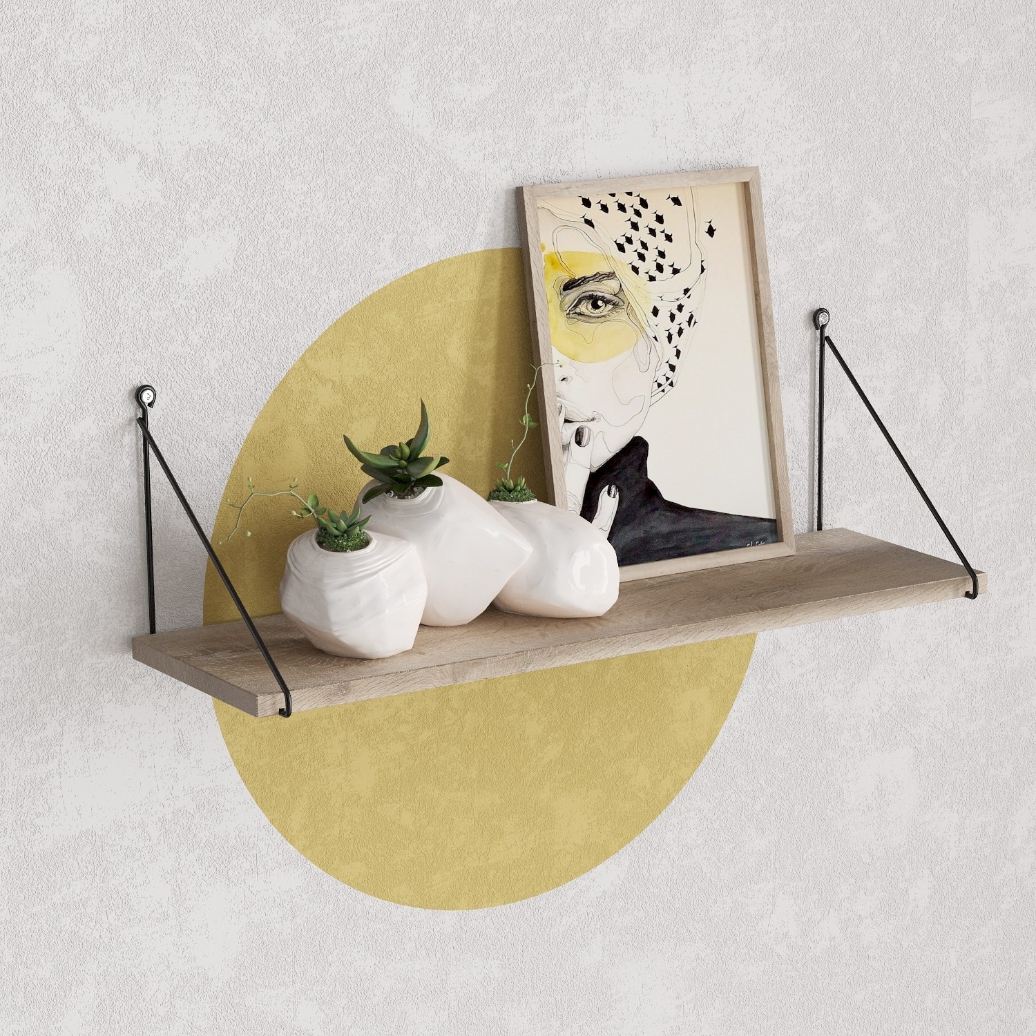 Hanah home Zidna polica Smeđa